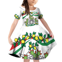 Sicilian Triskelion Family Matching Off Shoulder Short Dress and Hawaiian Shirt with Cactus and Lemons LT9 - Wonder Print Shop