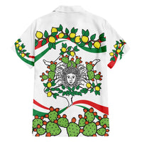 Sicilian Triskelion Family Matching Off Shoulder Short Dress and Hawaiian Shirt with Cactus and Lemons LT9 - Wonder Print Shop