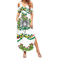 Sicilian Triskelion Family Matching Summer Maxi Dress and Hawaiian Shirt with Cactus and Lemons - Wonder Print Shop