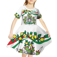 Sicilian Triskelion Kid Short Sleeve Dress with Cactus and Lemons - Wonder Print Shop