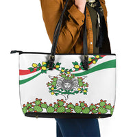 Sicilian Triskelion Leather Tote Bag with Cactus and Lemons - Wonder Print Shop