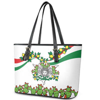 Sicilian Triskelion Leather Tote Bag with Cactus and Lemons - Wonder Print Shop