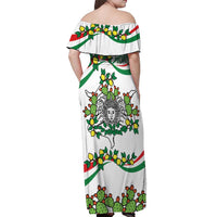 Sicilian Triskelion Off Shoulder Maxi Dress with Cactus and Lemons - Wonder Print Shop