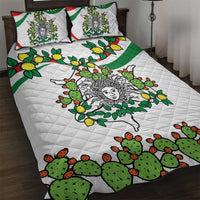 Sicilian Triskelion Quilt Bed Set with Cactus and Lemons - Wonder Print Shop