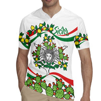 Sicilian Triskelion Rugby Jersey with Cactus and Lemons - Wonder Print Shop