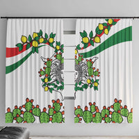 Sicilian Triskelion Window Curtain with Cactus and Lemons - Wonder Print Shop