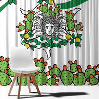 Sicilian Triskelion Window Curtain with Cactus and Lemons - Wonder Print Shop