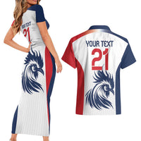Custom France Football Couples Matching Short Sleeve Bodycon Dress and Hawaiian Shirt Les Bleus Rooster Sporty Style LT9 - Wonder Print Shop