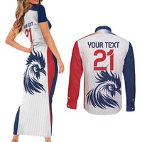 Custom France Football Couples Matching Short Sleeve Bodycon Dress and Long Sleeve Button Shirt Les Bleus Rooster Sporty Style LT9 - Wonder Print Shop