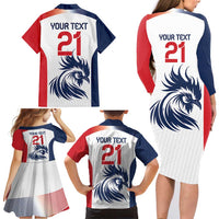 Custom France Football Family Matching Long Sleeve Bodycon Dress and Hawaiian Shirt Les Bleus Rooster Sporty Style LT9 - Wonder Print Shop