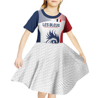 Custom France Football Kid Short Sleeve Dress Les Bleus Rooster Sporty Style - Wonder Print Shop
