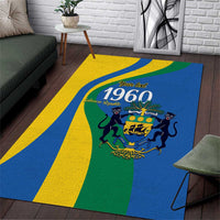 Personalized Gabon Independence Day 1960 Area Rug Gabonaise Coat of Arms - Wonder Print Shop