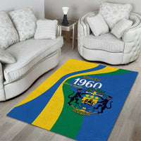 Personalized Gabon Independence Day 1960 Area Rug Gabonaise Coat of Arms - Wonder Print Shop