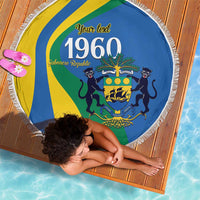 Personalized Gabon Independence Day 1960 Beach Blanket Gabonaise Coat of Arms - Wonder Print Shop