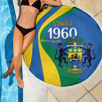 Personalized Gabon Independence Day 1960 Beach Blanket Gabonaise Coat of Arms - Wonder Print Shop