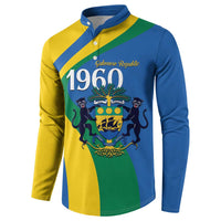 Personalized Gabon Independence Day 1960 Button Sweatshirt Gabonaise Coat of Arms - Wonder Print Shop