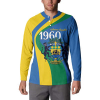 Personalized Gabon Independence Day 1960 Button Sweatshirt Gabonaise Coat of Arms - Wonder Print Shop