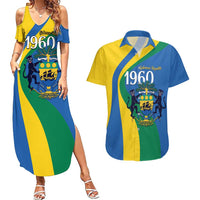 Personalized Gabon Independence Day 1960 Couples Matching Summer Maxi Dress and Hawaiian Shirt Gabonaise Coat of Arms - Wonder Print Shop