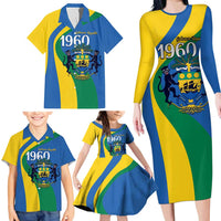 Personalized Gabon Independence Day 1960 Family Matching Long Sleeve Bodycon Dress and Hawaiian Shirt Gabonaise Coat of Arms - Wonder Print Shop