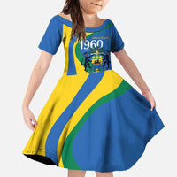 Personalized Gabon Independence Day 1960 Family Matching Off Shoulder Maxi Dress and Hawaiian Shirt Gabonaise Coat of Arms - Wonder Print Shop