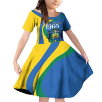 Personalized Gabon Independence Day 1960 Family Matching Off Shoulder Short Dress and Hawaiian Shirt Gabonaise Coat of Arms - Wonder Print Shop