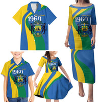 Personalized Gabon Independence Day 1960 Family Matching Puletasi and Hawaiian Shirt Gabonaise Coat of Arms - Wonder Print Shop