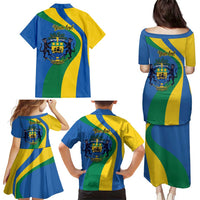 Personalized Gabon Independence Day 1960 Family Matching Puletasi and Hawaiian Shirt Gabonaise Coat of Arms - Wonder Print Shop