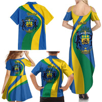 Personalized Gabon Independence Day 1960 Family Matching Summer Maxi Dress and Hawaiian Shirt Gabonaise Coat of Arms - Wonder Print Shop