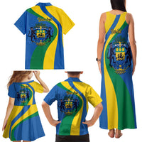 Personalized Gabon Independence Day 1960 Family Matching Tank Maxi Dress and Hawaiian Shirt Gabonaise Coat of Arms - Wonder Print Shop