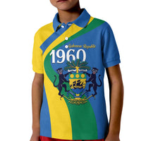 Personalized Gabon Independence Day 1960 Kid Polo Shirt Gabonaise Coat of Arms - Wonder Print Shop