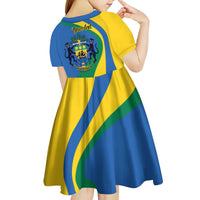 Personalized Gabon Independence Day 1960 Kid Short Sleeve Dress Gabonaise Coat of Arms - Wonder Print Shop