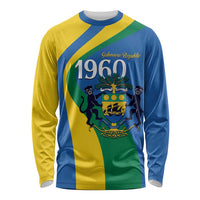Personalized Gabon Independence Day 1960 Long Sleeve Shirt Gabonaise Coat of Arms - Wonder Print Shop