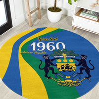 Personalized Gabon Independence Day 1960 Round Carpet Gabonaise Coat of Arms - Wonder Print Shop