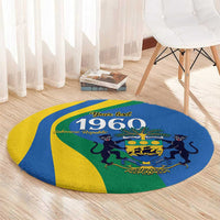 Personalized Gabon Independence Day 1960 Round Carpet Gabonaise Coat of Arms - Wonder Print Shop