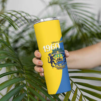 Personalized Gabon Independence Day 1960 Skinny Tumbler Gabonaise Coat of Arms - Wonder Print Shop