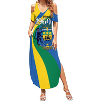 Personalized Gabon Independence Day 1960 Summer Maxi Dress Gabonaise Coat of Arms - Wonder Print Shop