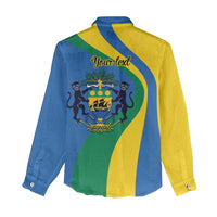 Personalized Gabon Independence Day 1960 Women Casual Shirt Gabonaise Coat of Arms - Wonder Print Shop