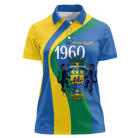 Personalized Gabon Independence Day 1960 Women Polo Shirt Gabonaise Coat of Arms - Wonder Print Shop