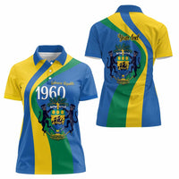 Personalized Gabon Independence Day 1960 Women Polo Shirt Gabonaise Coat of Arms - Wonder Print Shop