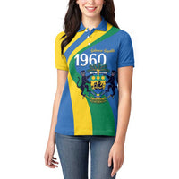 Personalized Gabon Independence Day 1960 Women Polo Shirt Gabonaise Coat of Arms - Wonder Print Shop