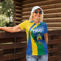 Personalized Gabon Independence Day 1960 Women Polo Shirt Gabonaise Coat of Arms - Wonder Print Shop