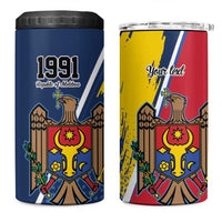 Personalized Moldova Independence Day 1991 4 in 1 Can Cooler Tumbler One People One Nation - Wonder Print Shop