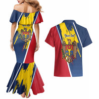 Personalized Moldova Independence Day 1991 Couples Matching Mermaid Dress and Hawaiian Shirt One People One Nation - Wonder Print Shop