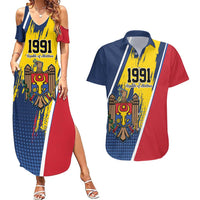 Personalized Moldova Independence Day 1991 Couples Matching Summer Maxi Dress and Hawaiian Shirt One People One Nation - Wonder Print Shop