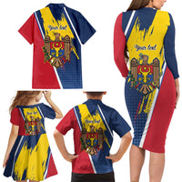 Personalized Moldova Independence Day 1991 Family Matching Long Sleeve Bodycon Dress and Hawaiian Shirt One People One Nation - Wonder Print Shop