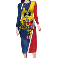 Personalized Moldova Independence Day 1991 Family Matching Long Sleeve Bodycon Dress and Hawaiian Shirt One People One Nation - Wonder Print Shop