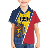 Personalized Moldova Independence Day 1991 Family Matching Off The Shoulder Long Sleeve Dress and Hawaiian Shirt One People One Nation - Wonder Print Shop