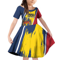 Personalized Moldova Independence Day 1991 Family Matching Off Shoulder Short Dress and Hawaiian Shirt One People One Nation - Wonder Print Shop