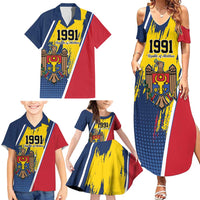 Personalized Moldova Independence Day 1991 Family Matching Summer Maxi Dress and Hawaiian Shirt One People One Nation - Wonder Print Shop