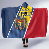 Personalized Moldova Independence Day 1991 Hooded Blanket One People One Nation - Wonder Print Shop